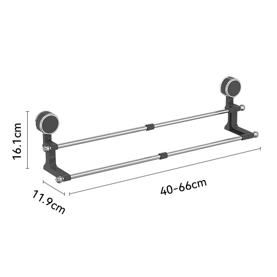 Adjustable Towel Rack with Suction Cup-Double Racks Short Style, 7089