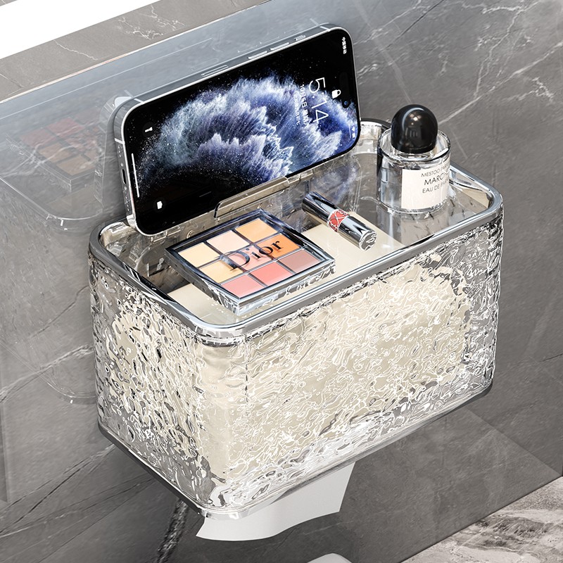 Wall Mounted Punch Free Tissue Box- Glacier Pattern Single Layer, 6851