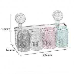 Toothbrush Shelf with Suction Cup - Four Slots and Cups Glacier Pattern