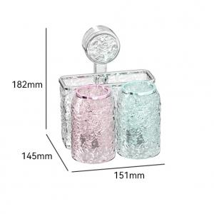 Toothbrush Shelf with Suction Cup - Two Slots and Cups Glacier Pattern